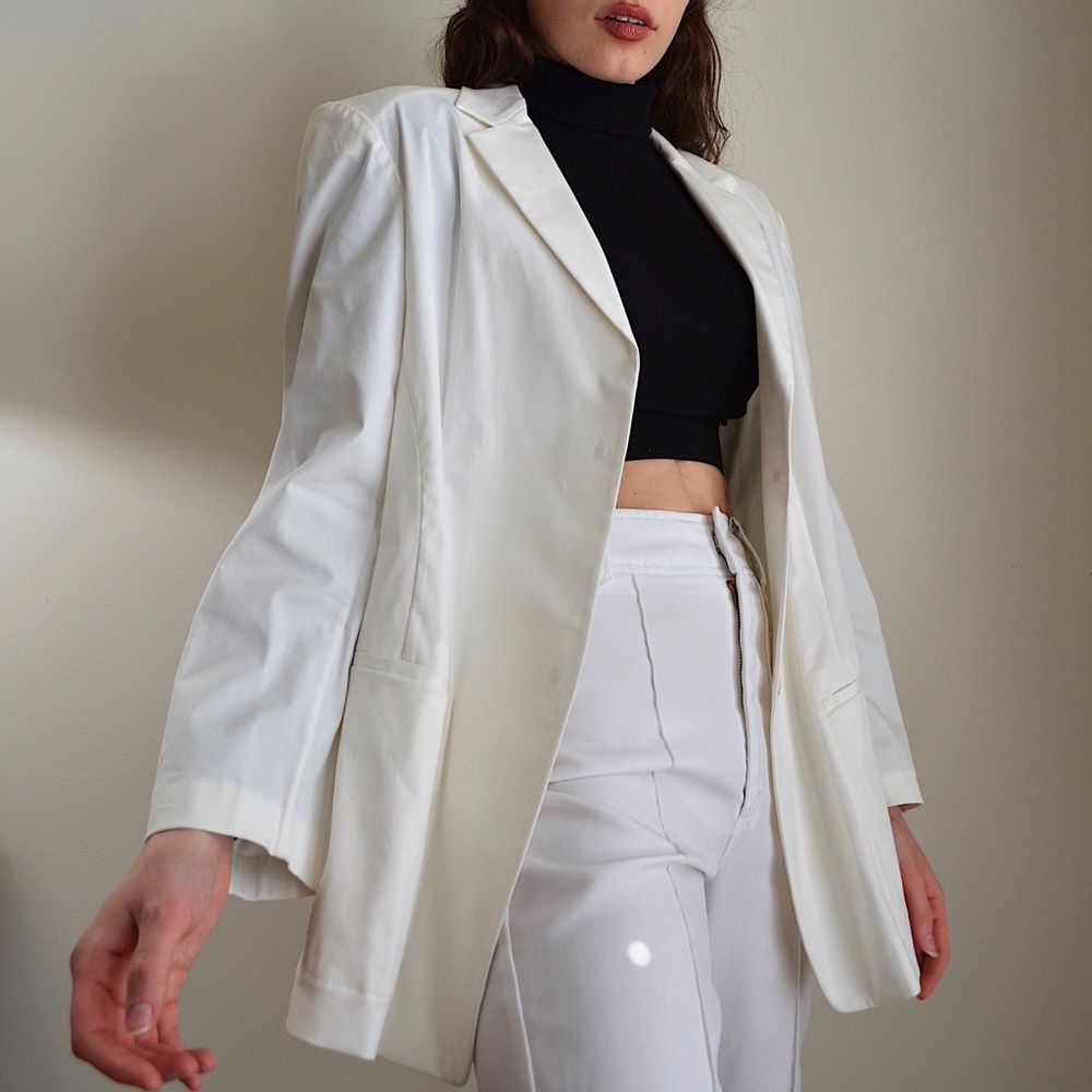 donna karan white blazer / suit jacket